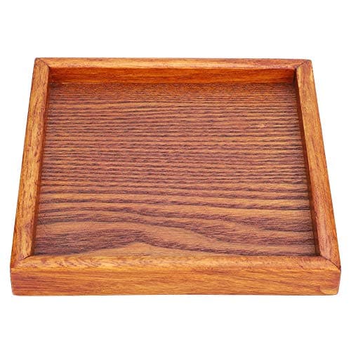 Image of TOPINCN Wooden Mini Serving Tray, Square Light Wood Tea Plate, 12.5 x 12.5 x 2 cm, Portable Dining and Snack Platter