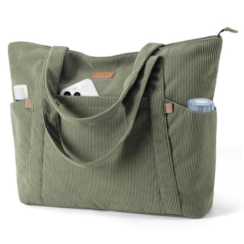 Image of Lekespring Laptop Tote Bag for Women - Large Capacity Shoulder Bag with Zip and Pocket for College School Work Travel Shopping(Green)