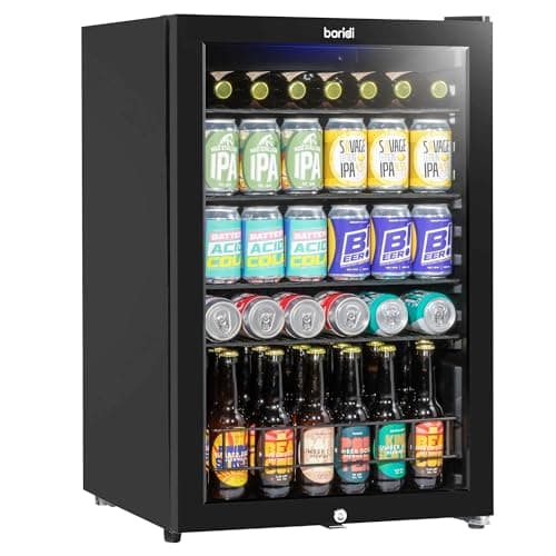 Image of Baridi 115L Under Counter Drinks/Beer & Wine Cooler Fridge with Light, Black - DH223