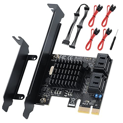 Image of ACTIMED PCI-E X1 to SATA 3.0 Controller Card, 4-Port SATA III 6Gbps Expansion Cards, Supports PCI-Express (1X 4X 8X 16X) Slot, Support SSD and HDD, for Windows10/7/8/XP/Vista/linux