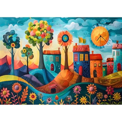 Image of HUADADA Jigsaw Puzzles for Adults 1000 Pieces- Colorful Village 1000 Piece Jigsaw Puzzles for Adults