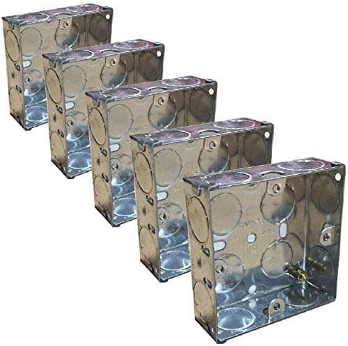 Image of 5 x Single Metal Back Box 25mm Flush Wall Pattress / 1 Gang Electrical Sockets