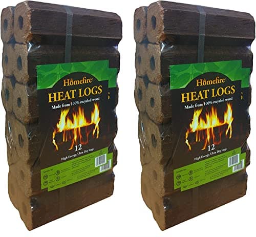 Image of Homefire High Energy Ultra Dry Heat Logs Open Fire Log Eco Wood Fuel (24 Heat Logs)