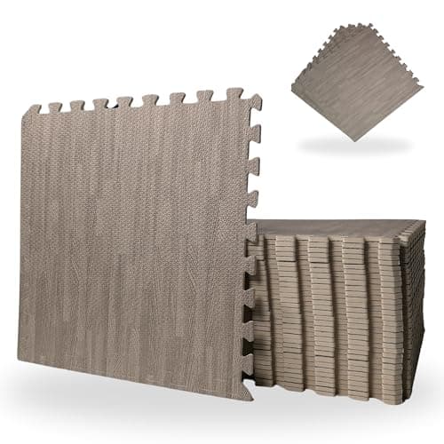 Image of 8 Piece Grey Wood Effect EVA Foam Floor Protective Floor Tiles/Mats 60x60cm Each Set for Gyms, Kitchens, Garages, Camping, Kids Play Matting, Flooring Mats Set Covers 2.88 sqm (31 sq ft)