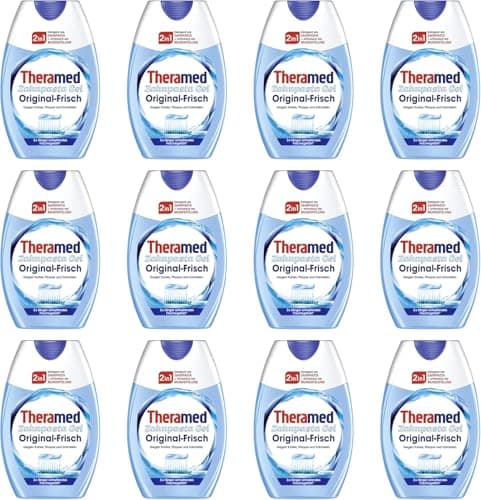 Image of Theramed 2-in-1 Original Fluoride Toothpaste, Freshens Breath, Protects Teeth, 75 ml Toothpaste Multipack (Pack of 12)
