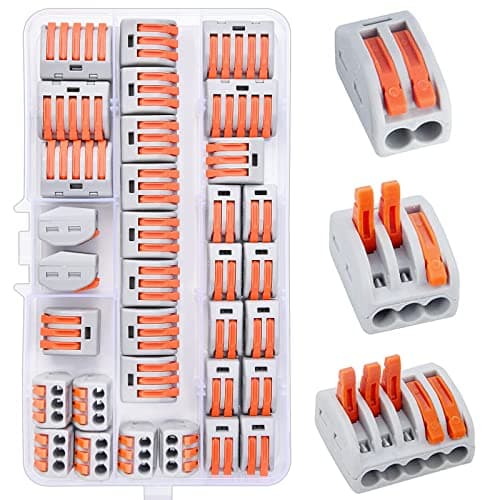 Image of Compact Wire Connectors, Preciva 33pcs Push Fit Electrical Blocks, Splicing Lever Nut Assortment Terminal Block kit with 18pcs Clamp 3-Port, 10pcs for 2-Port, 5pcs for 5-Port