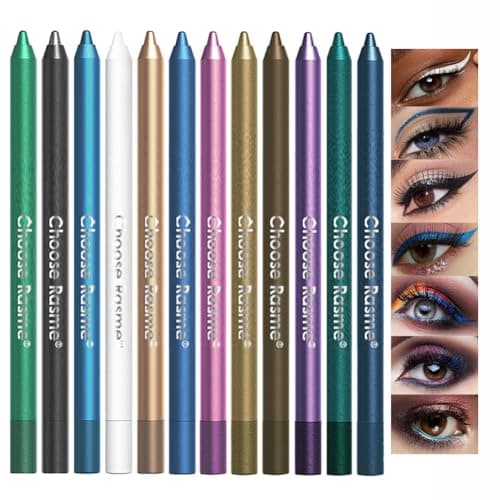 Image of Glitter Eyeliner Pencils Set,12Colors Colorful Eyeliner Pen, Waterline Eyes Liner Pen, Waterproof Smudge Proof Metallic Colored Eye liner for Women Eye Makeup