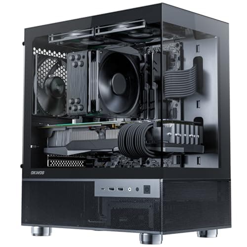 Image of Okinos Aqua 3 Air Micro ATX Case, MATX PC Case with 3 x 120mm 3 Pin Non-PWM Fans (No ARGB), Pre-installed, Panoramic View, Tempered Glass, Front and Side Panels, with