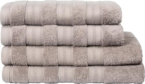 Image of MELLUVA Bath Towels, 4 Pack | 100% Turkish Cotton | 2 Bath 2 Hand | Highly Absorbent Heavyweight 600 GSM | Soft Smooth Bathroom Shower Towels | Quick Dry | Ash Grey