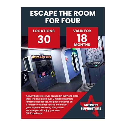 Image of Activity Superstore Escape the Room for 4 Gift Experience Voucher, Available at 30 UK Locations, 18-month Validity, Experience Days, Escape Room, Couples Gifts