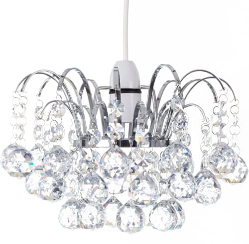 Image of Klass Home Acrylic Crystal Faceted Oriel Light Shade | Crystal Chandelier | Ceiling Light Shade | Lamp Shade | Chandeliers Ceiling Light | Chrome Finish Pendant Light Shade for Living Room Bedroom