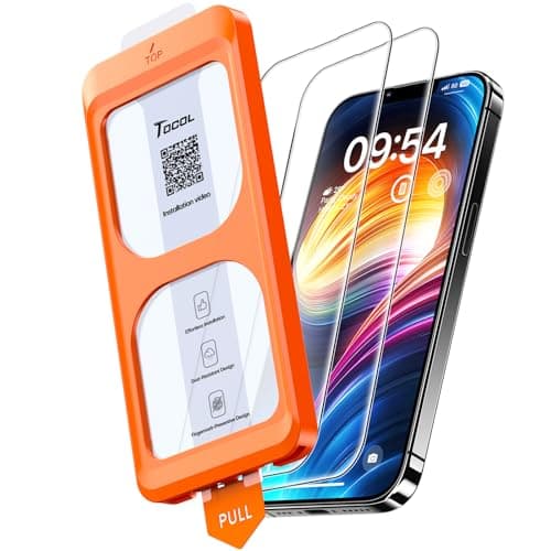 Image of TOCOL 2 Pack for iPhone 14 Screen Protector 6.1-Inch, Instant Installation, 16FT Military Grade Shatterproof, 9H+ Hardness Tempered Glass, Case Friendly, HD Clear Coverage Protection