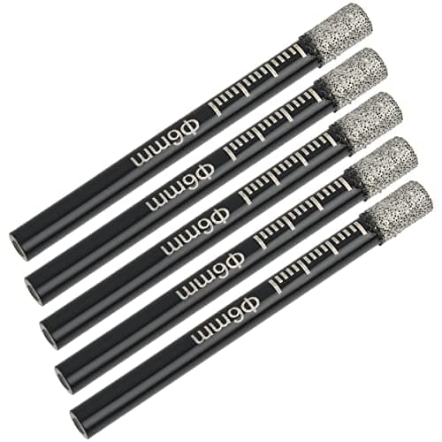 Image of DODUOS 5PCS 6mm Porcelain Tile Drill Bit, Dry Diamond Drill Bits Glass, Granite, Ceramic Tile, Round Shank Professional Diamond Tipped Drill Bits with Wax Core for Cool Heat Dissipation