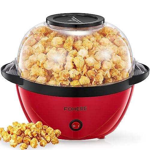 Image of FOHERE Popcorn Maker Machine, 3.5L Popcorn Popper for Home, Electric Stirring Popcorn Popper with Sugar & Oil, Non-Stick Coating, Quiet and Fast, For Movie Nights, Christmas Eve