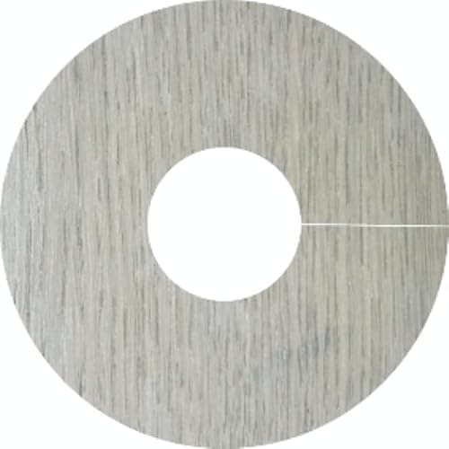 Image of Oak Pipe Covers for Solid, Engineered Wood & Laminate Floors, 15mm Radiator Pipe Collars, Roses, Surroundings, Rings, Real Wood Oak Veneer, Slim Modern Profile, Self Adhesive (Light Grey Oak, x2)