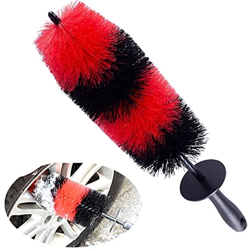 Image of StoneBanks 17" Alloy Wheel Brush for Cleaning Car Wheels, 4" Ultra-wide Diameter Large Soft PP Bristles Barrel Brush Car Cleaning, Eays Deep Cleaning
