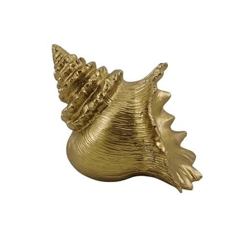 Image of rowen homes Gold Conch Shell Ornament (18x18cm) - Decorative Textured Metallic Sculpture for Shelf, Table, Office or Living Room, Modern Display Home Decor - Luxury Interiors