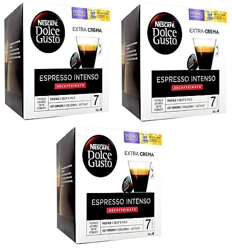 Image of Nescafé Dolce Gusto Espresso Intenso Decaf/Decaffeinated Coffee Pods, Pack of 3 (Total 48 Pods)