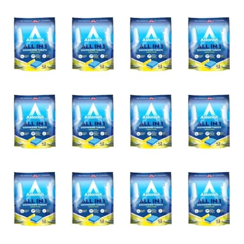 Image of Astonish All in 1 Dishwasher Tablets, Lemon, 42 Tablets per Pack, Pack of 12
