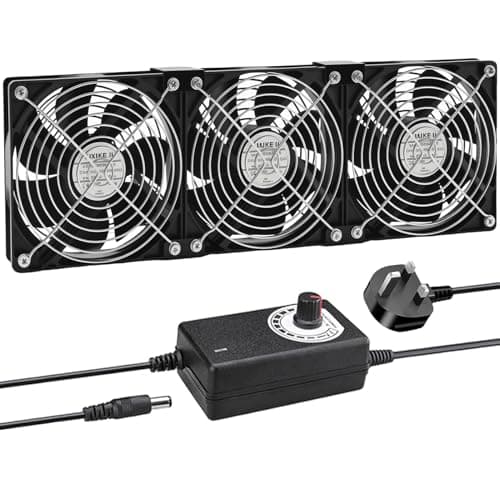 Image of Joycabin 3 x 120mm Computer Fan, Computer Cooling Fan with AC Plug 220V PC Fan DC 4V 5V 12V Adjustable Speed Brushless Cooling Fans for PC, Computer, Server Cabinet, TV Box, AV Cabinet, Router