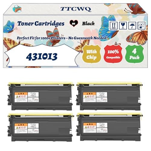 Image of TTCWQ Compatible for Ricoh 431013 Toner Cartridges Work for Ricoh Type 1190 Fax 1190L Printers, with Chip, High Yield 3500 Pages, High-Definition Printing (4 Pack Black)