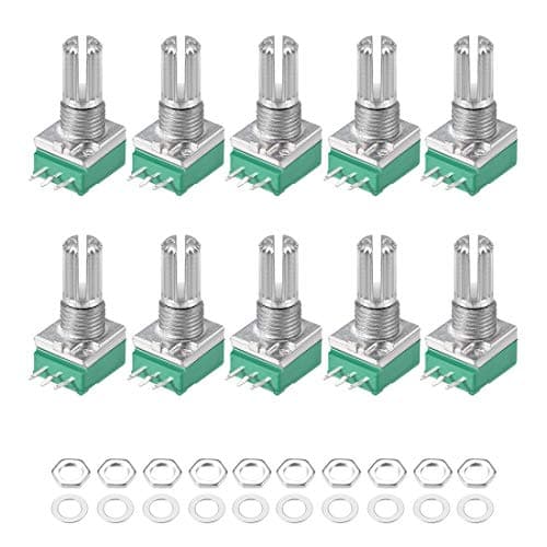 Image of sourcing map Potentiometer B10K Ohm Variable Resistors Single Turn Rotary Carbon Film Taper RV097NS 10pcs