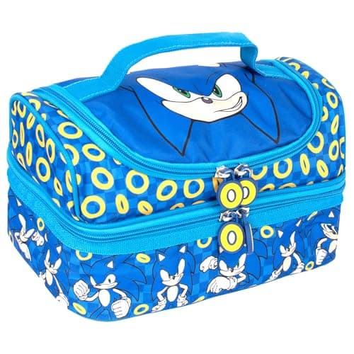Image of Sonic The Hedgehog Multi-Compartment Lunch Bag for Kids School Thermal Insulated Double Decker Food Carier for Boys