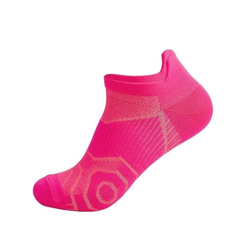 Image of Ceciley 3 Pairs Women Sport Running Ankle Socks Men Trainer Socks Athletic Cycling Sock Breathable Cushion Running Sock For Men Women (Fluorescent Pink,One Size)