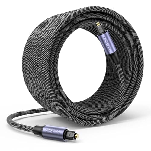 Image of MOSWAG Optical Cable, Toslink Cable, Gold-Plated Nylon Braided, Lossless Hi-Fi Fiber Optic Cord, 10M/32.8FT, For TV, Soundbar, PS5/PS4, Xbox One/Series X/S, Blu-Ray Player, AV Receiver