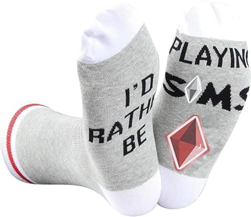 Image of Video Game Gift Gamer Gift I’d Rather Be Playing Sims Game Gift Funny Gaming Socks for Game Lover (Playing Sims EU)