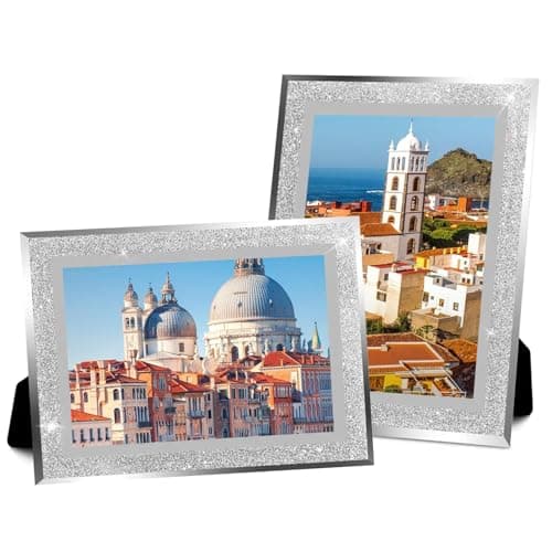 Image of 2Pcs 8x10 Photo Frame - 10x8 Glass Picture Frames Silver Photo Frame with Holder Display Horizontally & Vertically for Stand Tabletop for Certificate Art Print Picture Drawing