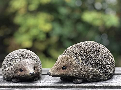 Image of UKMGifts Set of 2 Hedgehog resin garden or indoor ornaments