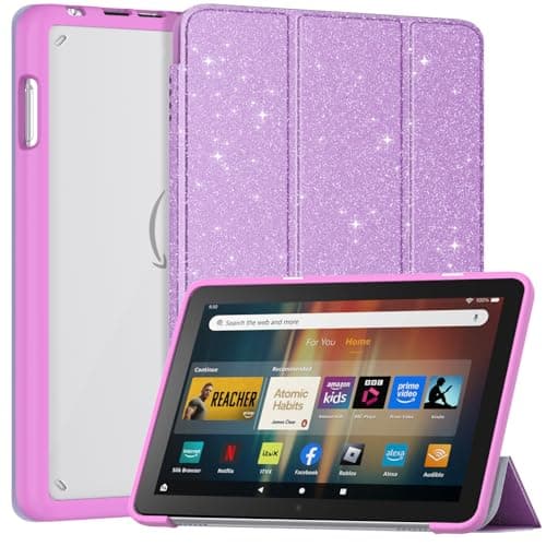Image of Amazon Fire HD 8 Tablet Case (12th/10th Gen, 2024/2022/2020), Not fit iPad TCL, Mansiruyi Slim Light Smart Trifold Stand PU Lether Cover for Fire HD 8 Kids & Kids Pro Tablet, Auto Sleep/Wake - Purple