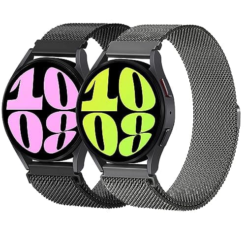 Image of 2 Pack Milanese Loop Strap for Samsung Galaxy Watch 7/FE/6/6 Classic Strap 40mm 44mm 43mm 47mm,20mm Metal Mesh Band with Magnetic Lock for Galaxy Watch 4/5 for Amazfit GTS 4/3/2,Black/Graphite