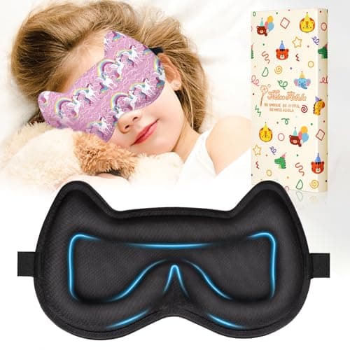 Image of Miss Adola Sleep Mask for Kids - 3D Contoured Cup Cute Sleep Eye Cover with Adjustable Strap Kawaii Cartoon Soft Blindfold Eyeshade for Boys Girls Teens, Purple Unicorn