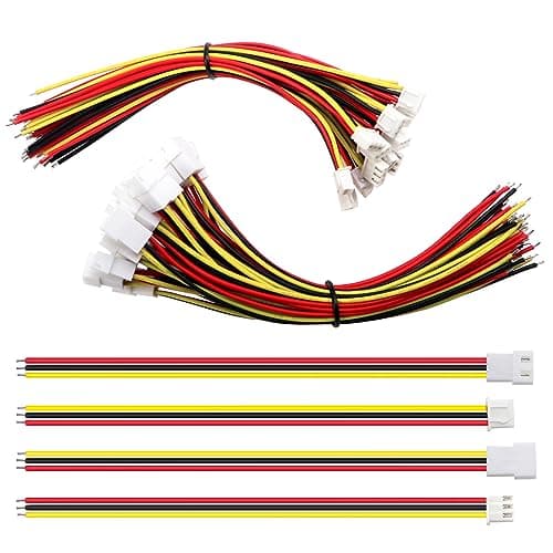 Image of Lyeteung 20 Pairs Mini Micro JST-XH 2.54 Plug Connector, JST 3 Pin Micro Electrical Male and Female Connector Plug Wire Cable, with 150mm 22AWG Wire