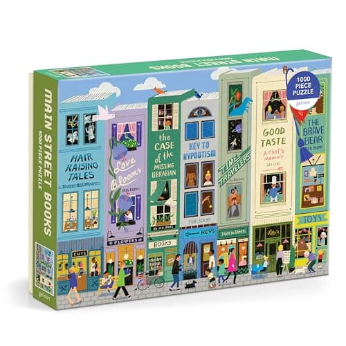 Image of Galison Main Street Books – 1000 Piece Jigsaw Puzzle Featuring Beautiful Artwork Of A Book Themed Neighborhood