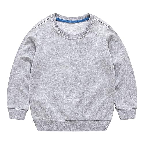 Image of Baby Boys Girls Sweatshirts Plain Crew Neck Cute School Sport Sweatshirts Kids Long Sleeve Oversized Warm Casual Tops Clothes Cute Lightweight Hoodie (Grey, 18-24 Months)