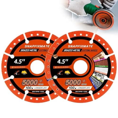 Image of 115 mm Diamond Cutting Discs – 2 Pack Segmented Metal Cut Off Wheels – Fast Cutting Accessory for Angle Grinder – Suitable for Steel Iron Rebar and Tile