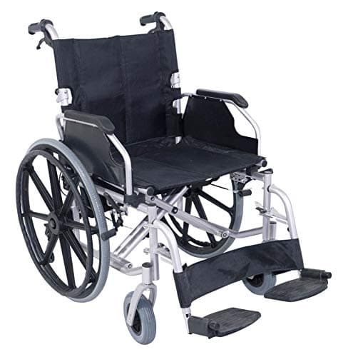 Image of Aidapt Folding Bariatric Self Propelled Steel Wheelchair with Brakes, Extra Wide Seat (20") Lap Strap, Removable Foot Rests and Side Panels for Privacy. Indoor and Outside Use