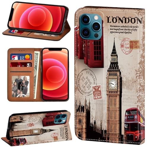 Image of Flip Wallet Leather Phone Case Fit iPhone 6/6S/7/8, 6 Plus/6S Plus/7 Plus/8 Plus Card Holder Kickstand Anti Drop Protective Cover (iphone 7 Plus,London symbol)