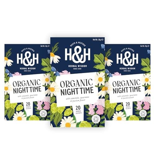 Image of Heath & Heather Night Time Tea Bags – 3-Pack Gift Set | Chamomile, Spearmint & Passion Flower Herbal Blend | Calming Caffeine-Free Bedtime Tea