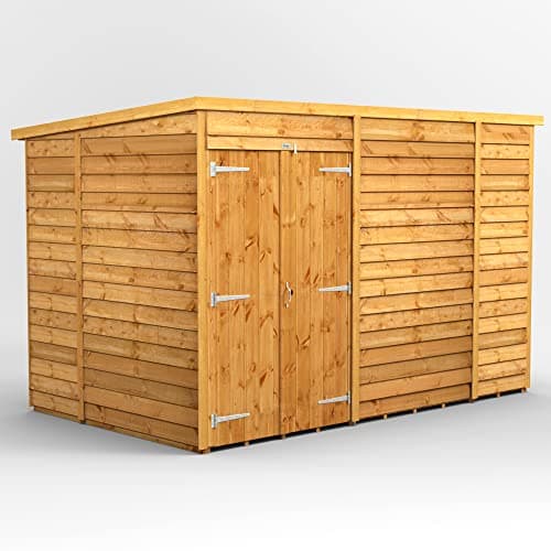 Image of Powersheds High Grade Premium Pent Overlap Wooden Shed with Double Door, Security Features, Door Flexibility, made from 10 mm Extra Thick Timber (Windowless)