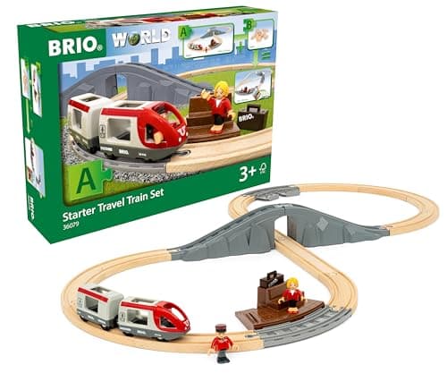 Image of BRIO World Starter Set Travel Toy Train Set for Kids Age 3 Years Up - Wooden Toddler Toys & Games