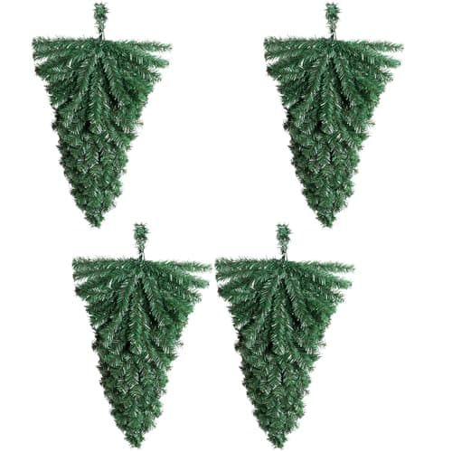 Image of 1.5ft/45cm 4Pcs DIY Upside-Down Christmas Tree with 55 Tips Indoor Wall Green Pvc Decorative Xmas Tree for Home Party Wedding Christmas Decoration