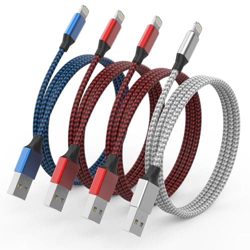 Image of SANYEYE iPhone Charger Cable, 4Pack 3FT/1M Lightning Cable [MFi Certified] Nylon Braided iPhone Charger Fast Charge Lightning to USB Cables for iPhone 14 13 12 11 Pro Max XS XR X 8 7 6 Plus 5 5s SE