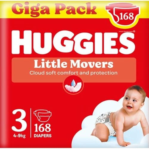 Image of Huggies Little Movers Nappies Size 3 (4-9 kg) Ultra Absorbent Disney Design Pack of 168