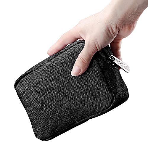 Image of DOB SECHS Waterproof Canvas Mini Travel Makeup Carrying Case Wash Bags Cosmetic Bag Portable Electronics Accessories Organizer Wash Gym Shaving Bag, Black