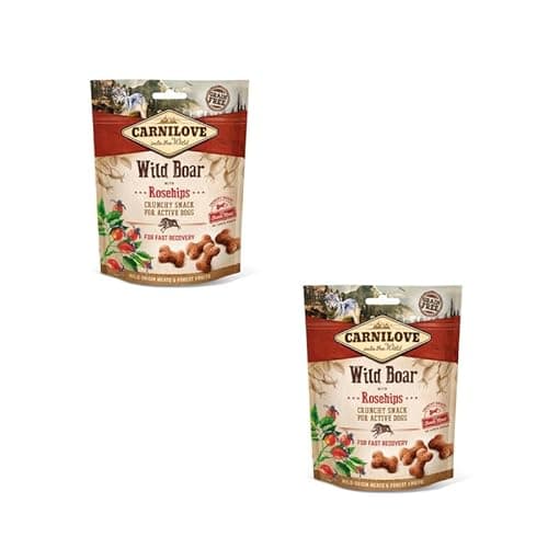 Image of Carnilove Crunchy Snack Wild Boar with Rosehips, Double Pack, 2 x 200 g, Snack with Wild Boar and Rose Hip for Dogs, Especially for Active Dogs, No Added Sugar