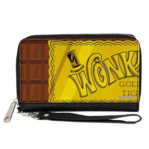 Image of Buckle-Down Movies Wallet, Zip Around, Willy Wonka and the Chocolate Factory Golden Ticket Wonka Bar, Vegan Leather, Willy Wonka and the Chocolate Factory, 7.5"x4.5", Casual
